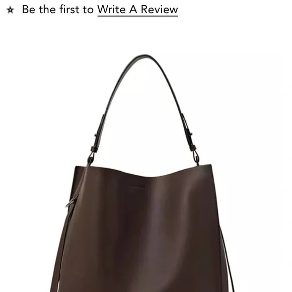 ALL SAINTS Leather Tote Paradise North/South Shoulder Bag Brown Cow Authentic - Picture 15 of 16